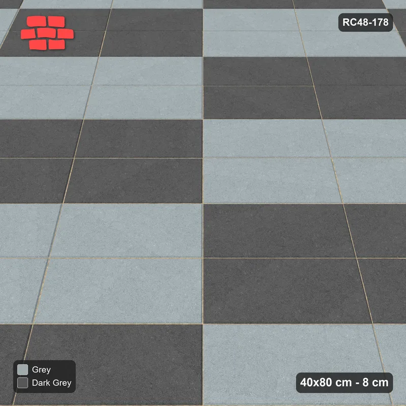 Interlock (Pasco) 40x80 cm · RC48-178 · Diagonal Stack Bond, two-unit checker · Side view Interlock (Pasco) 40x80 cm · RC48-178 · Diagonal Stack Bond, two-unit checker · Side view