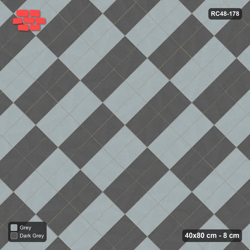 Interlock (Pasco) 40x80 cm · RC48-178 · Diagonal Stack Bond, two-unit checker · Top view Interlock (Pasco) 40x80 cm · RC48-178 · Diagonal Stack Bond, two-unit checker · Top view