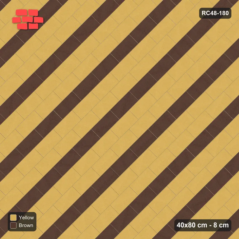 Interlock (Pasco) 40x80 cm · RC48-180 · Diagonal Running Bond, every 3rd course accent · Top view Interlock (Pasco) 40x80 cm · RC48-180 · Diagonal Running Bond, every 3rd course accent · Top view