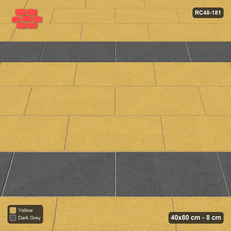 Interlock (Pasco) 40x80 cm · RC48-181 · Diagonal Running Bond, every 4th course accent · Side view Interlock (Pasco) 40x80 cm · RC48-181 · Diagonal Running Bond, every 4th course accent · Side view