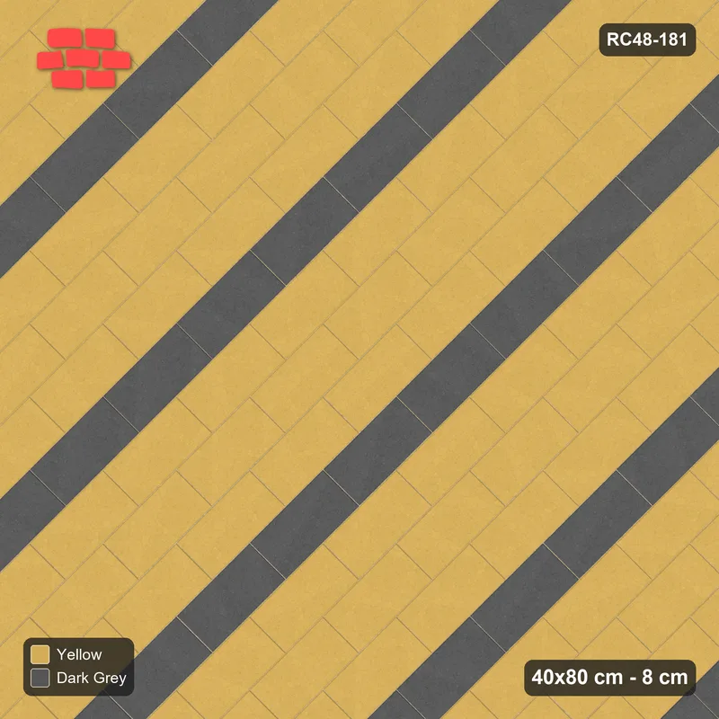 Interlock (Pasco) 40x80 cm · RC48-181 · Diagonal Running Bond, every 4th course accent · Top view Interlock (Pasco) 40x80 cm · RC48-181 · Diagonal Running Bond, every 4th course accent · Top view