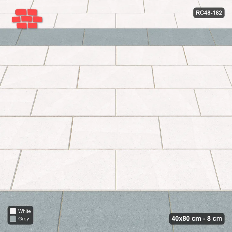 Interlock (Pasco) 40x80 cm · RC48-182 · Diagonal Running Bond, every 6th course accent · Side view Interlock (Pasco) 40x80 cm · RC48-182 · Diagonal Running Bond, every 6th course accent · Side view