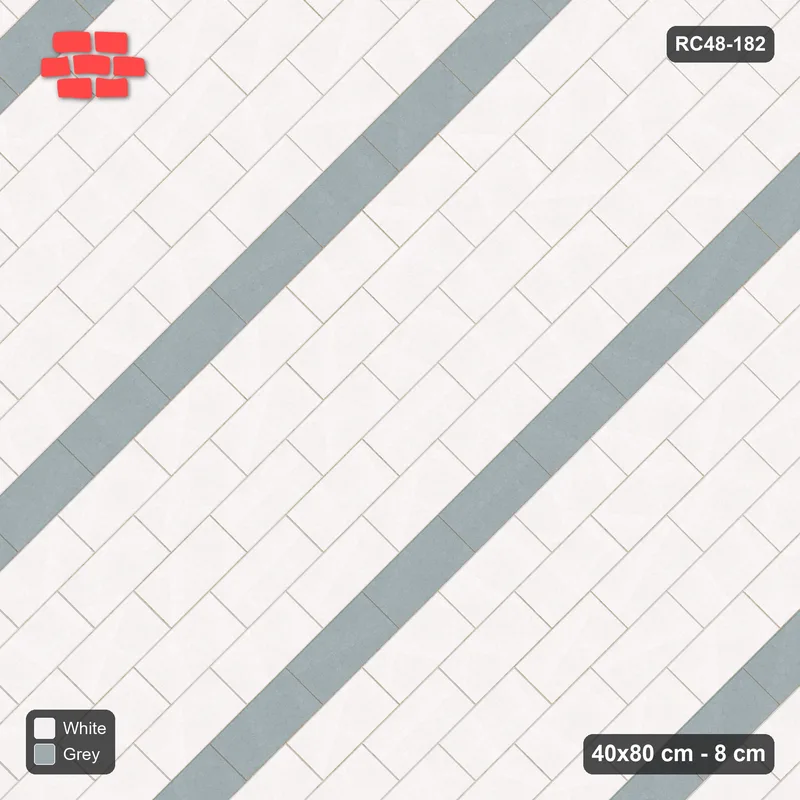 Interlock (Pasco) 40x80 cm · RC48-182 · Diagonal Running Bond, every 6th course accent · Top view Interlock (Pasco) 40x80 cm · RC48-182 · Diagonal Running Bond, every 6th course accent · Top view