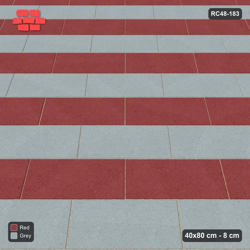 Interlock (Pasco) 40x80 cm · RC48-183 · Diagonal Running Bond, alternating courses · Side view Interlock (Pasco) 40x80 cm · RC48-183 · Diagonal Running Bond, alternating courses · Side view
