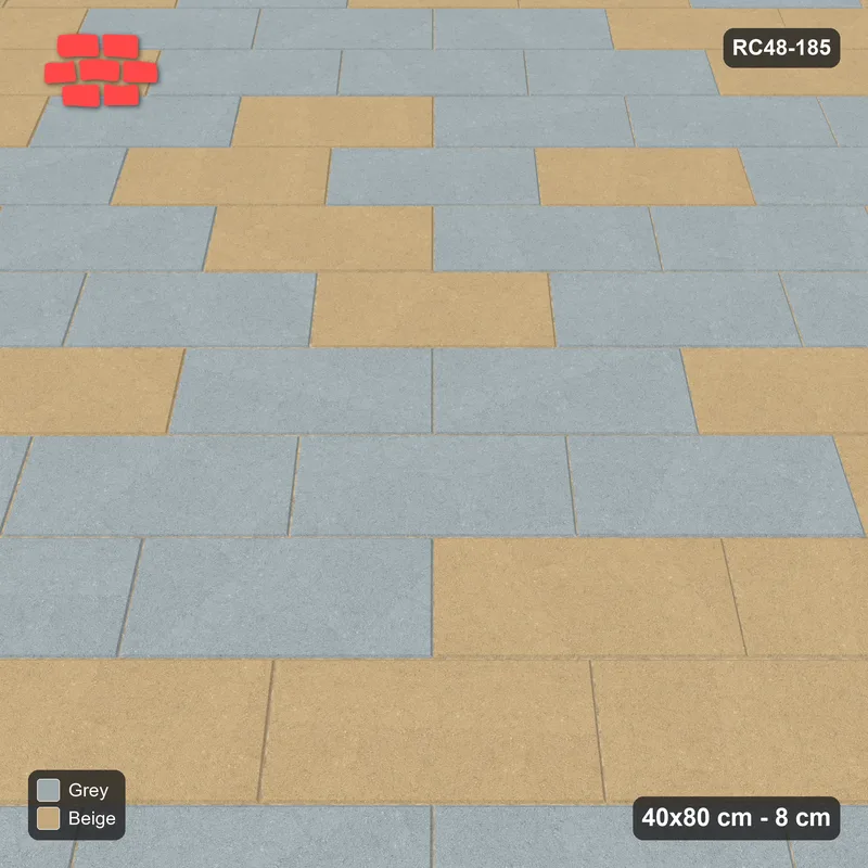 Interlock (Pasco) 40x80 cm · RC48-185 · Diagonal Running Bond, soft blend · Side view Interlock (Pasco) 40x80 cm · RC48-185 · Diagonal Running Bond, soft blend · Side view