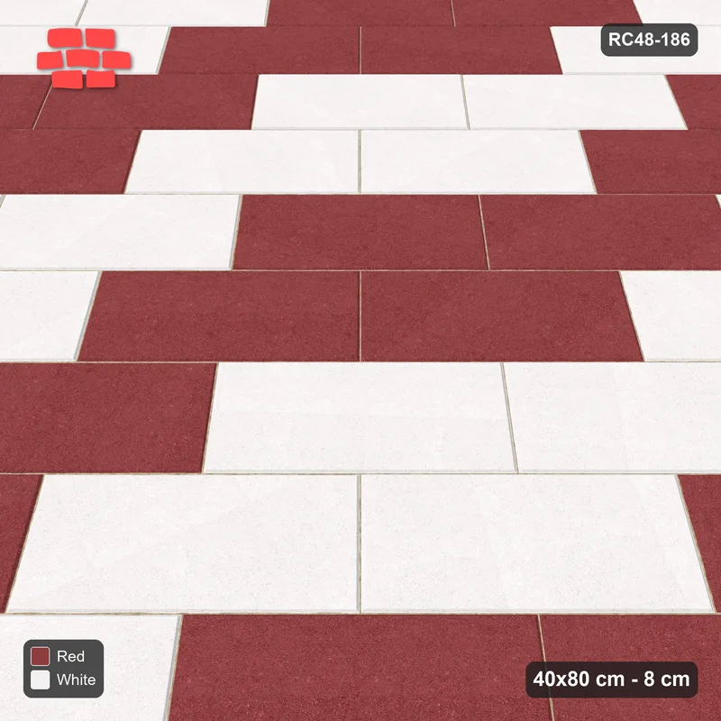 Interlock (Pasco) 40x80 cm · RC48-186 · Diagonal Running Bond, two-unit checker · Side view Interlock (Pasco) 40x80 cm · RC48-186 · Diagonal Running Bond, two-unit checker · Side view