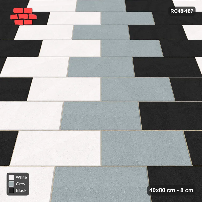 Interlock (Pasco) 40x80 cm · RC48-187 · Diagonal Running Bond, three-tone columns · Side view Interlock (Pasco) 40x80 cm · RC48-187 · Diagonal Running Bond, three-tone columns · Side view
