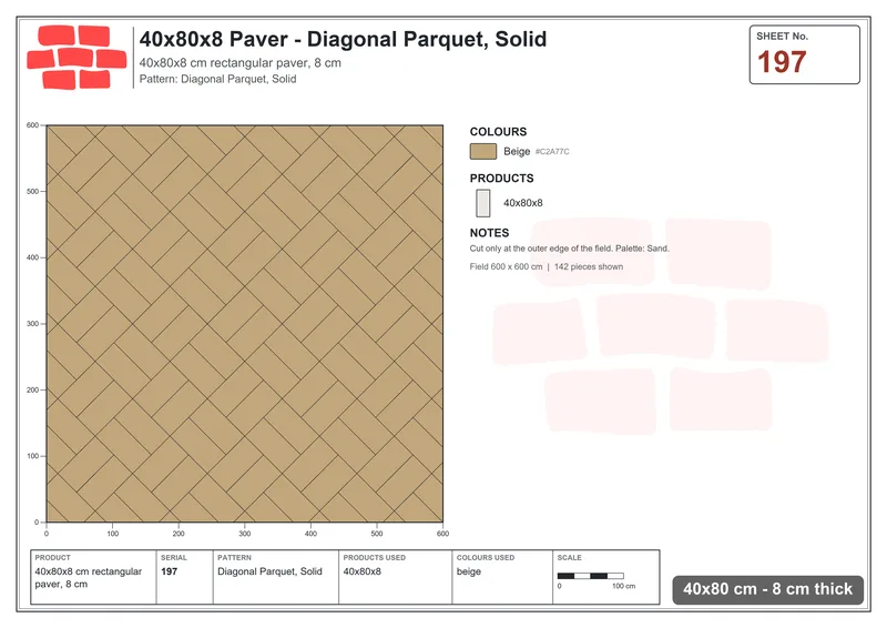 Interlock (Pasco) 40x80 cm · RC48-197 · Diagonal Parquet, Solid · Laying plan Interlock (Pasco) 40x80 cm · RC48-197 · Diagonal Parquet, Solid · Laying plan