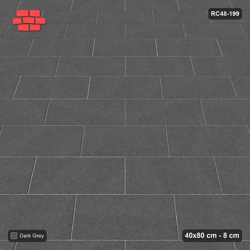 Interlock (Pasco) 40x80 cm · RC48-199 · Diagonal Running Bond, Solid · Side view Interlock (Pasco) 40x80 cm · RC48-199 · Diagonal Running Bond, Solid · Side view