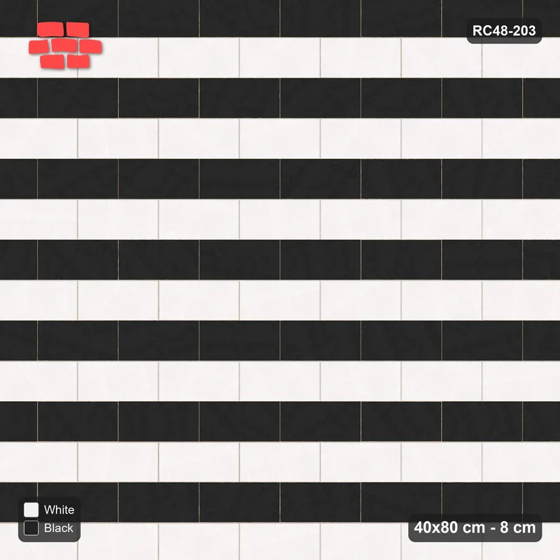 Interlock (Pasco) 40x80 cm · RC48-203 · Running Bond 1/2, alternating courses in Kerb 40B Frame · Top view Interlock (Pasco) 40x80 cm · RC48-203 · Running Bond 1/2, alternating courses in Kerb 40B Frame · Top view