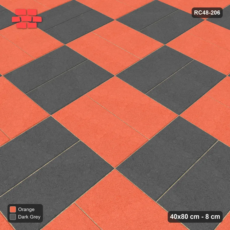 Interlock (Pasco) 40x80 cm · RC48-206 · Basketweave, checker in Kerb 42B Frame · Side view Interlock (Pasco) 40x80 cm · RC48-206 · Basketweave, checker in Kerb 42B Frame · Side view