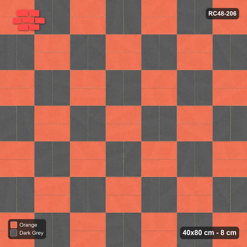 Interlock (Pasco) 40x80 cm · RC48-206 · Basketweave, checker in Kerb 42B Frame · Top view Interlock (Pasco) 40x80 cm · RC48-206 · Basketweave, checker in Kerb 42B Frame · Top view