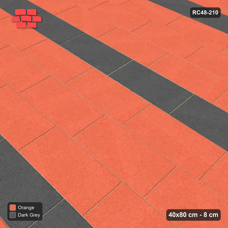 Interlock (Pasco) 40x80 cm · RC48-210 · Running Bond 1/4, every 4th course accent in Kerb 30B Frame · Side view Interlock (Pasco) 40x80 cm · RC48-210 · Running Bond 1/4, every 4th course accent in Kerb 30B Frame · Side view