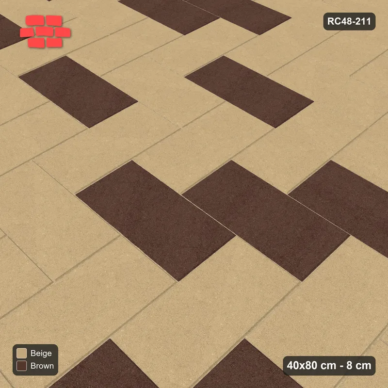 Interlock (Pasco) 40x80 cm · RC48-211 · Herringbone 90, soft blend in Kerb 30H Frame · Side view Interlock (Pasco) 40x80 cm · RC48-211 · Herringbone 90, soft blend in Kerb 30H Frame · Side view