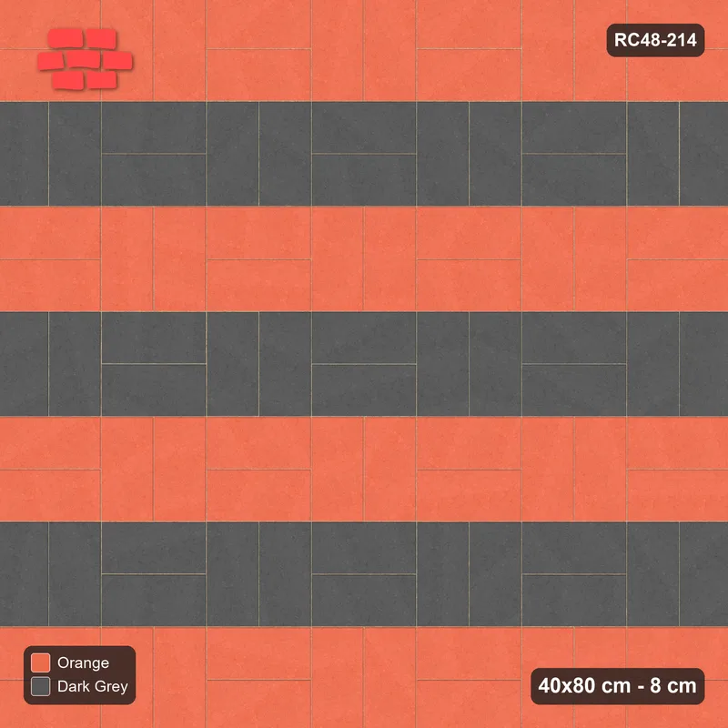 Interlock (Pasco) 40x80 cm · RC48-214 · Basketweave, alternating courses in Kerb 54H Frame · Top view Interlock (Pasco) 40x80 cm · RC48-214 · Basketweave, alternating courses in Kerb 54H Frame · Top view