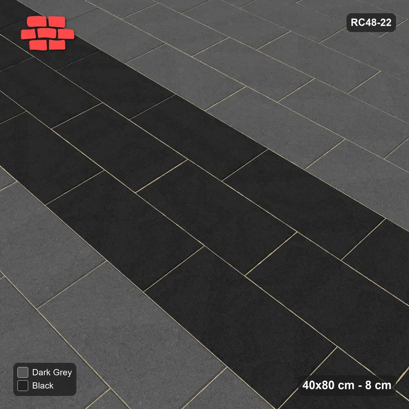 Interlock (Pasco) 40x80 cm · RC48-22 · Running Bond 1/3 with Night Band · Side view Interlock (Pasco) 40x80 cm · RC48-22 · Running Bond 1/3 with Night Band · Side view