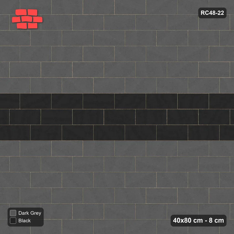 Interlock (Pasco) 40x80 cm · RC48-22 · Running Bond 1/3 with Night Band · Top view Interlock (Pasco) 40x80 cm · RC48-22 · Running Bond 1/3 with Night Band · Top view