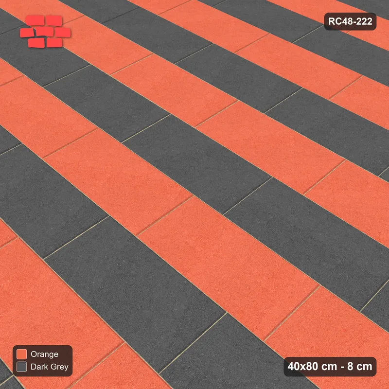 Interlock (Pasco) 40x80 cm · RC48-222 · Running Bond 1/4, alternating courses in Kerb 42F Frame · Side view Interlock (Pasco) 40x80 cm · RC48-222 · Running Bond 1/4, alternating courses in Kerb 42F Frame · Side view