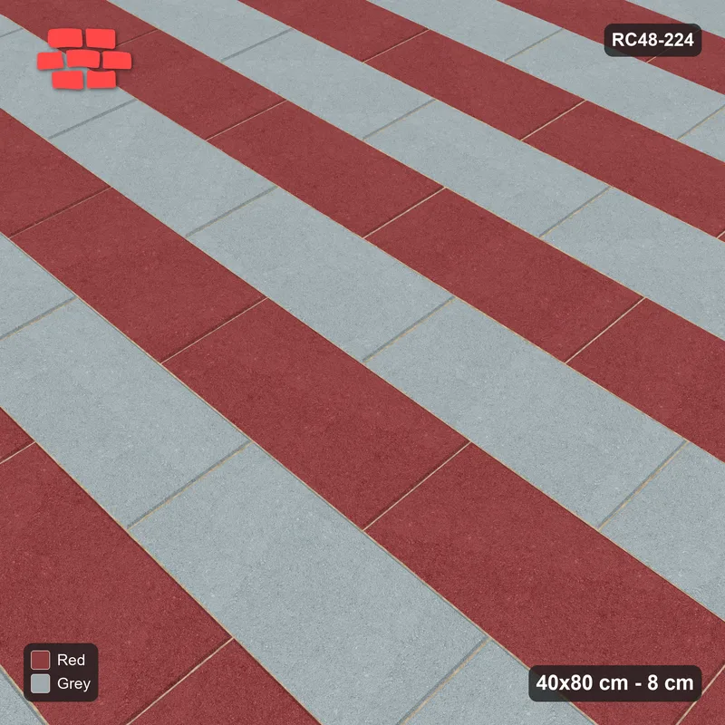 Interlock (Pasco) 40x80 cm · RC48-224 · Running Bond 1/2, alternating courses in Kerb 54B Frame · Side view Interlock (Pasco) 40x80 cm · RC48-224 · Running Bond 1/2, alternating courses in Kerb 54B Frame · Side view