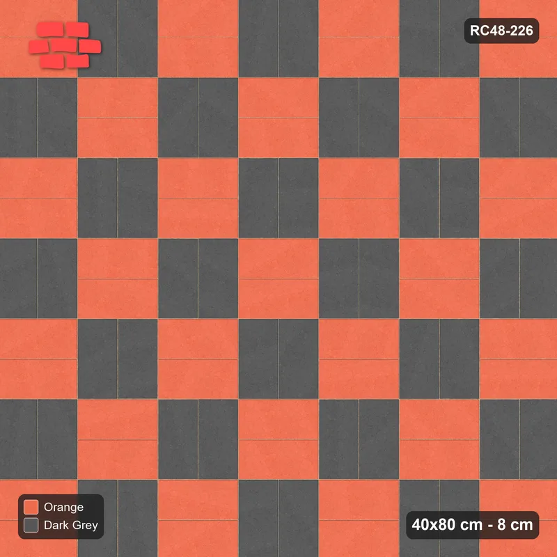 Interlock (Pasco) 40x80 cm · RC48-226 · Basketweave, checker in Kerb 30H_20 Frame · Top view Interlock (Pasco) 40x80 cm · RC48-226 · Basketweave, checker in Kerb 30H_20 Frame · Top view