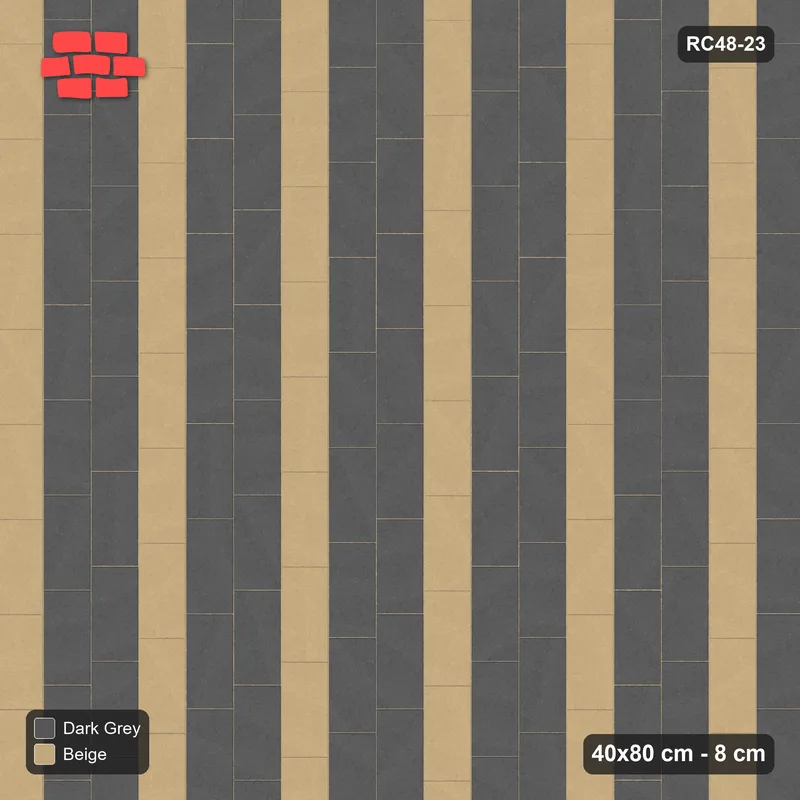 Interlock (Pasco) 40x80 cm · RC48-23 · Vertical Running Bond 1/4 Column Stripes · Top view Interlock (Pasco) 40x80 cm · RC48-23 · Vertical Running Bond 1/4 Column Stripes · Top view