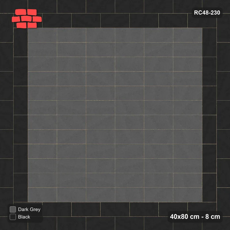 Interlock (Pasco) 40x80 cm · RC48-230 · Stretcher Border (2 courses), Stack Field, Night Sky · Top view Interlock (Pasco) 40x80 cm · RC48-230 · Stretcher Border (2 courses), Stack Field, Night Sky · Top view