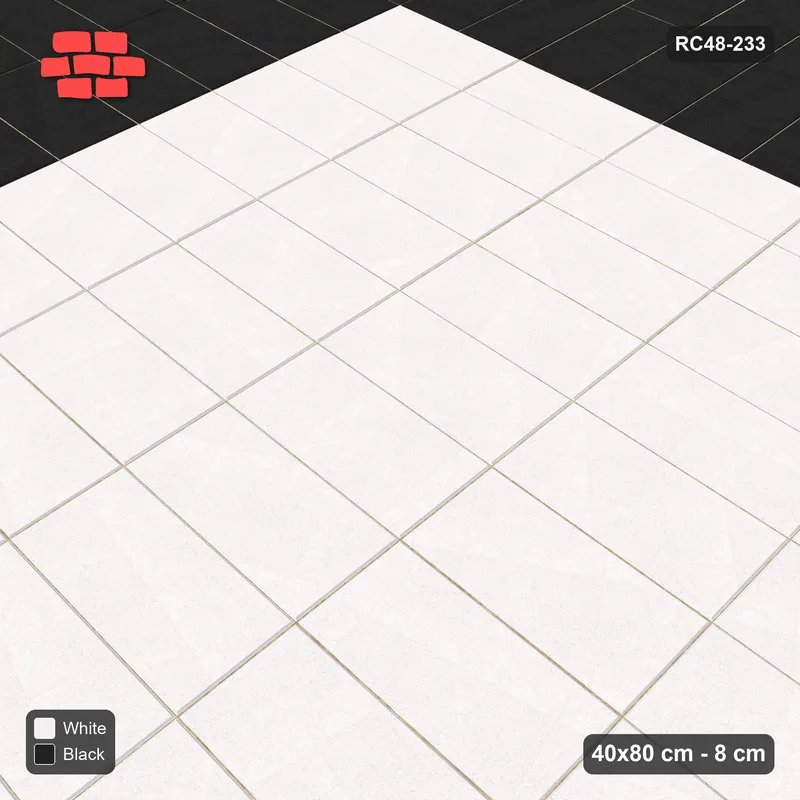 Interlock (Pasco) 40x80 cm · RC48-233 · Soldier Border (2 courses), Stack Field, Contrast · Side view Interlock (Pasco) 40x80 cm · RC48-233 · Soldier Border (2 courses), Stack Field, Contrast · Side view