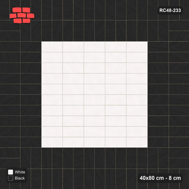 Interlock (Pasco) 40x80 cm · RC48-233 · Soldier Border (2 courses), Stack Field, Contrast · Top view Interlock (Pasco) 40x80 cm · RC48-233 · Soldier Border (2 courses), Stack Field, Contrast · Top view