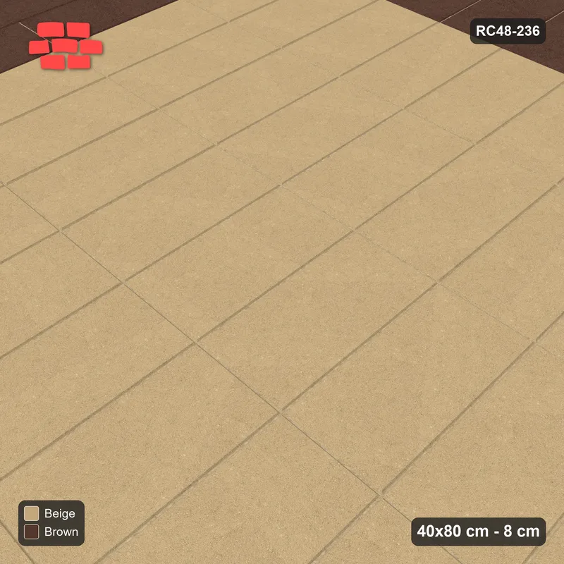 Interlock (Pasco) 40x80 cm · RC48-236 · Stretcher Border (2 courses), Vertical Stack Field, Sandstone · Side view Interlock (Pasco) 40x80 cm · RC48-236 · Stretcher Border (2 courses), Vertical Stack Field, Sandstone · Side view