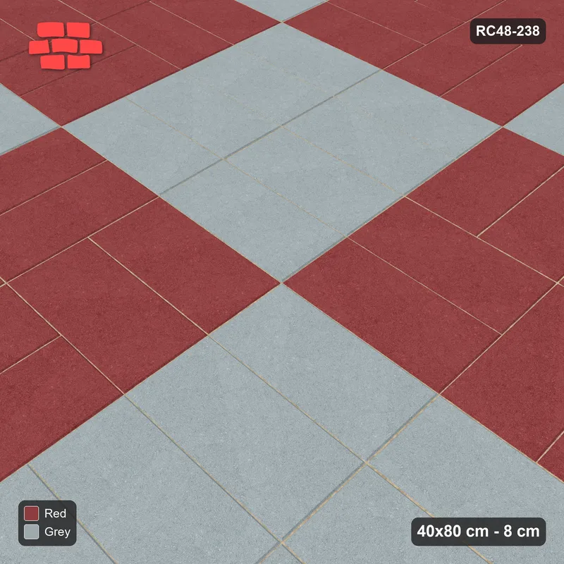 Interlock (Pasco) 40x80 cm · RC48-238 · Woven Panel Checkerboard 160 cm, basketweave + stack, Brick & Ash · Side view Interlock (Pasco) 40x80 cm · RC48-238 · Woven Panel Checkerboard 160 cm, basketweave + stack, Brick & Ash · Side view