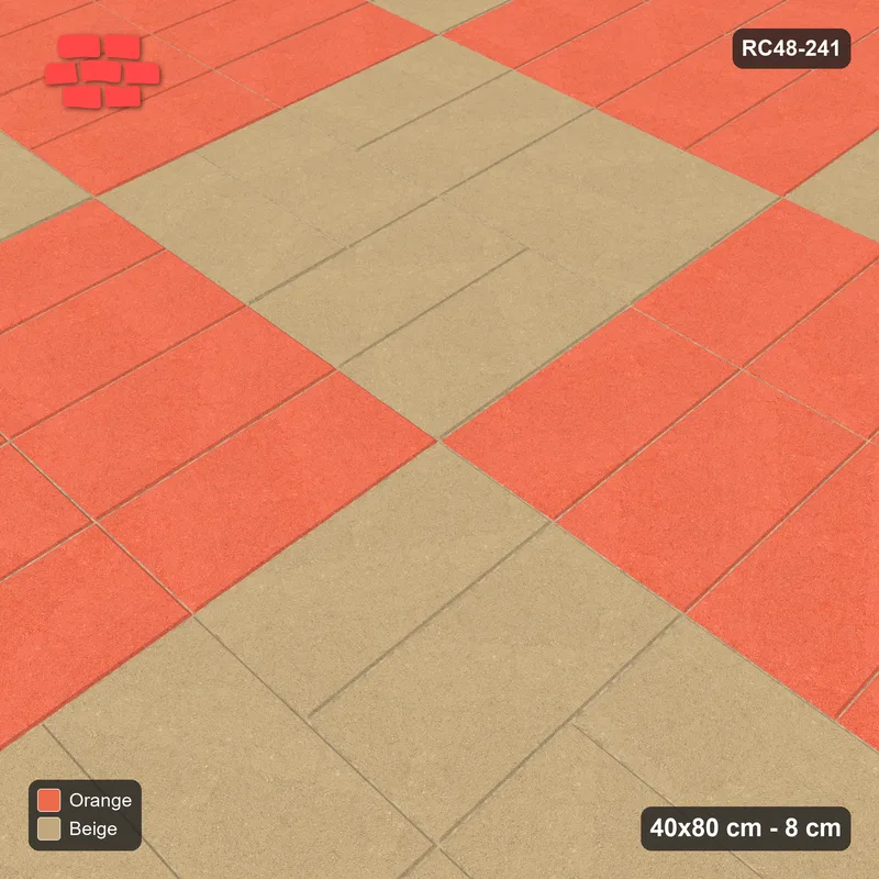 Interlock (Pasco) 40x80 cm · RC48-241 · Woven Panel Checkerboard 160 cm, stack vertical + basketweave, Clay Court · Side view Interlock (Pasco) 40x80 cm · RC48-241 · Woven Panel Checkerboard 160 cm, stack vertical + basketweave, Clay Court · Side view