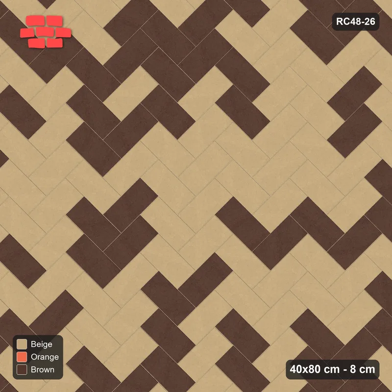 Interlock (Pasco) 40x80 cm · RC48-26 · Herringbone 45 Autumn Blend · Top view Interlock (Pasco) 40x80 cm · RC48-26 · Herringbone 45 Autumn Blend · Top view