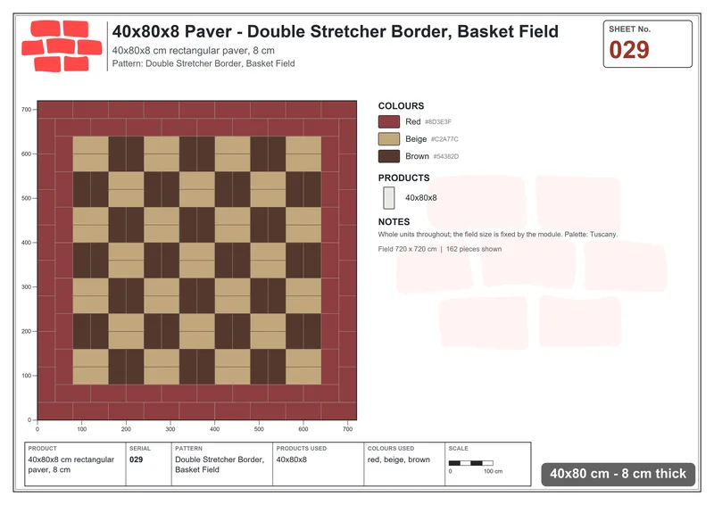 Interlock (Pasco) 40x80 cm · RC48-29 · Double Stretcher Border, Basket Field · Laying plan Interlock (Pasco) 40x80 cm · RC48-29 · Double Stretcher Border, Basket Field · Laying plan