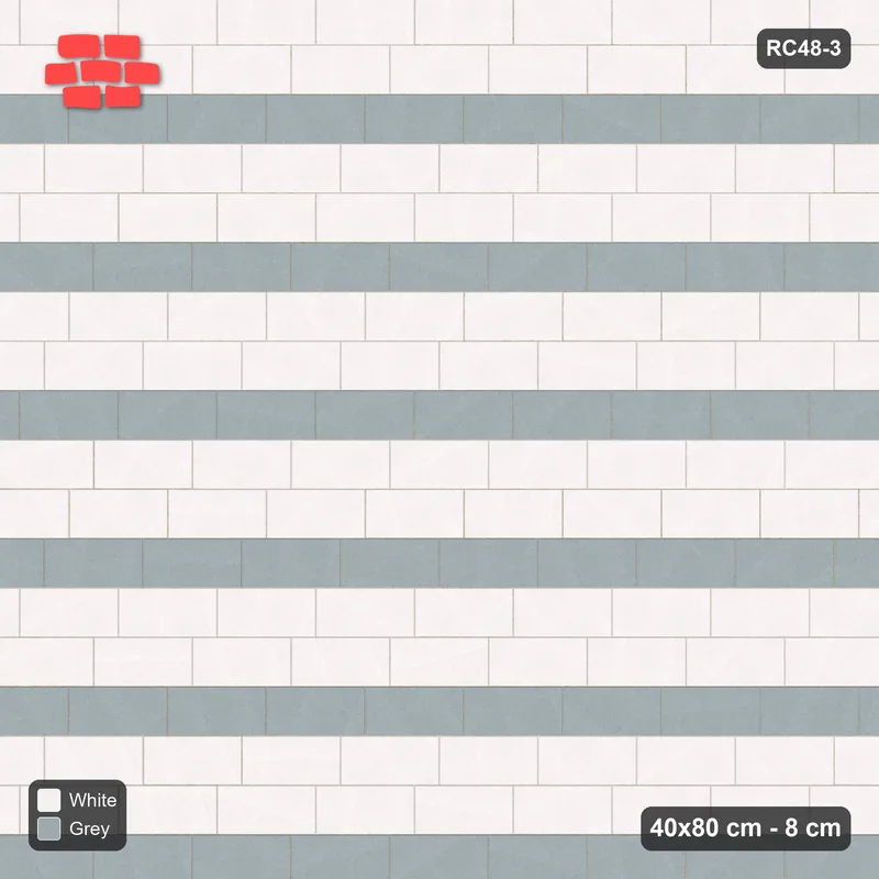 Interlock (Pasco) 40x80 cm · RC48-3 · Running Bond 1/4 with Stripe Courses · Top view Interlock (Pasco) 40x80 cm · RC48-3 · Running Bond 1/4 with Stripe Courses · Top view