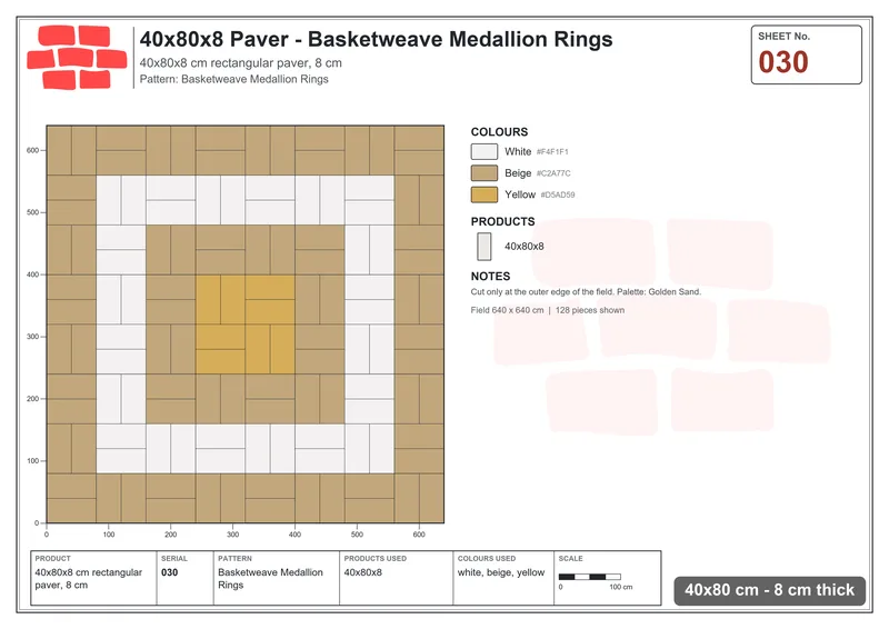 Interlock (Pasco) 40x80 cm · RC48-30 · Basketweave Medallion Rings · Laying plan Interlock (Pasco) 40x80 cm · RC48-30 · Basketweave Medallion Rings · Laying plan