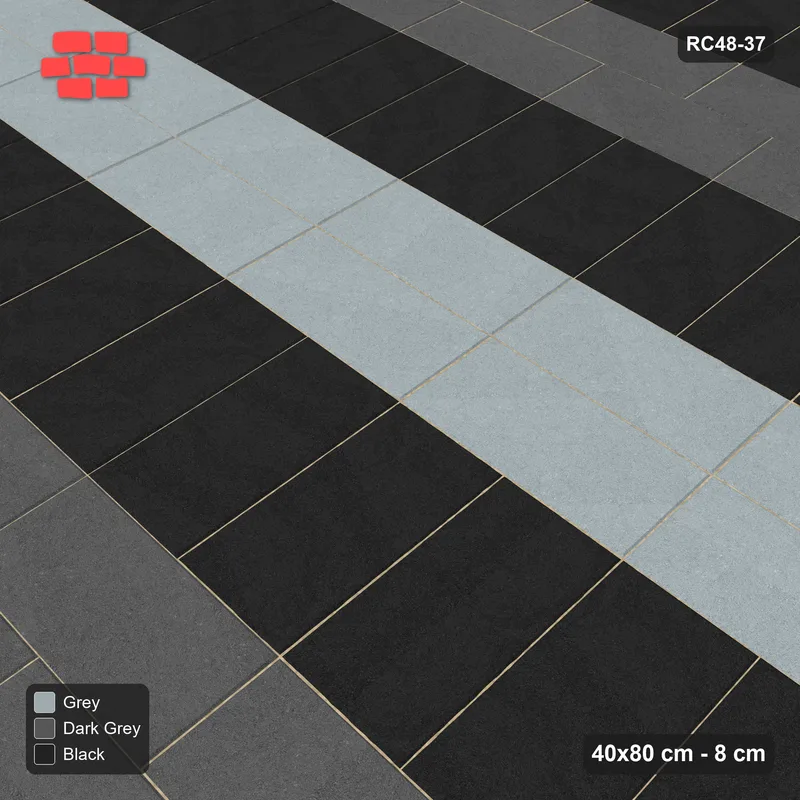 Interlock (Pasco) 40x80 cm · RC48-37 · Graphite Plaza Bands · Side view Interlock (Pasco) 40x80 cm · RC48-37 · Graphite Plaza Bands · Side view