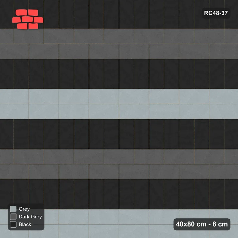 Interlock (Pasco) 40x80 cm · RC48-37 · Graphite Plaza Bands · Top view Interlock (Pasco) 40x80 cm · RC48-37 · Graphite Plaza Bands · Top view