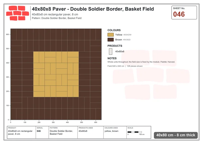Interlock (Pasco) 40x80 cm · RC48-46 · Double Soldier Border, Basket Field · Laying plan Interlock (Pasco) 40x80 cm · RC48-46 · Double Soldier Border, Basket Field · Laying plan