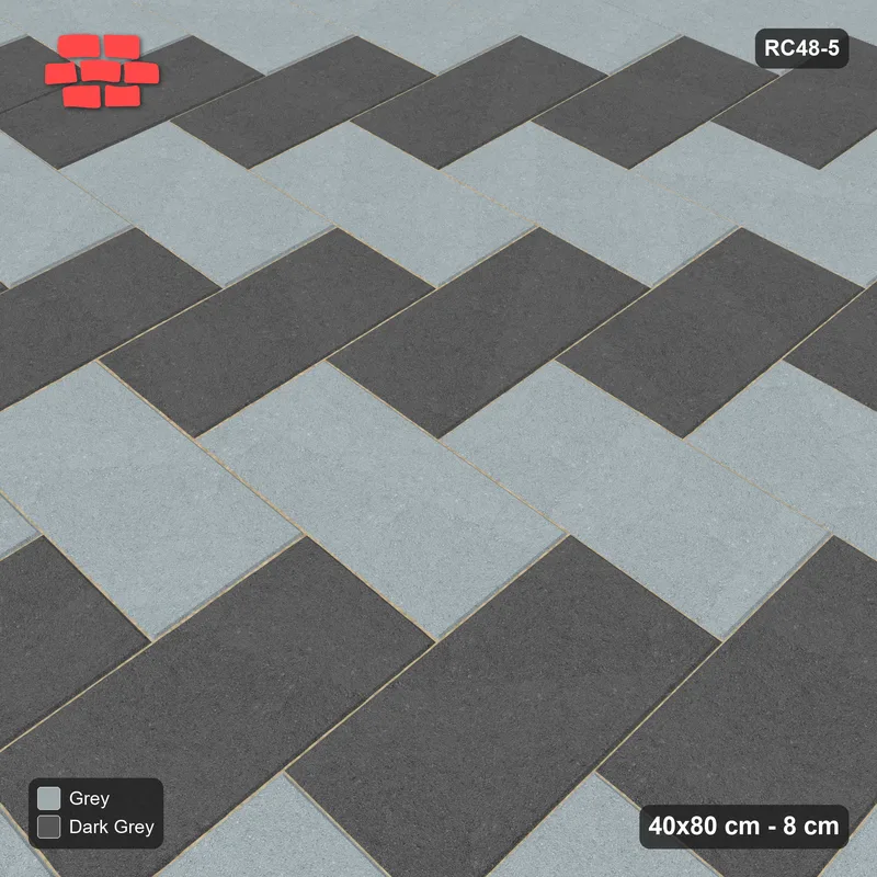 Interlock (Pasco) 40x80 cm · RC48-5 · Two-Tone Herringbone 90 · Side view Interlock (Pasco) 40x80 cm · RC48-5 · Two-Tone Herringbone 90 · Side view