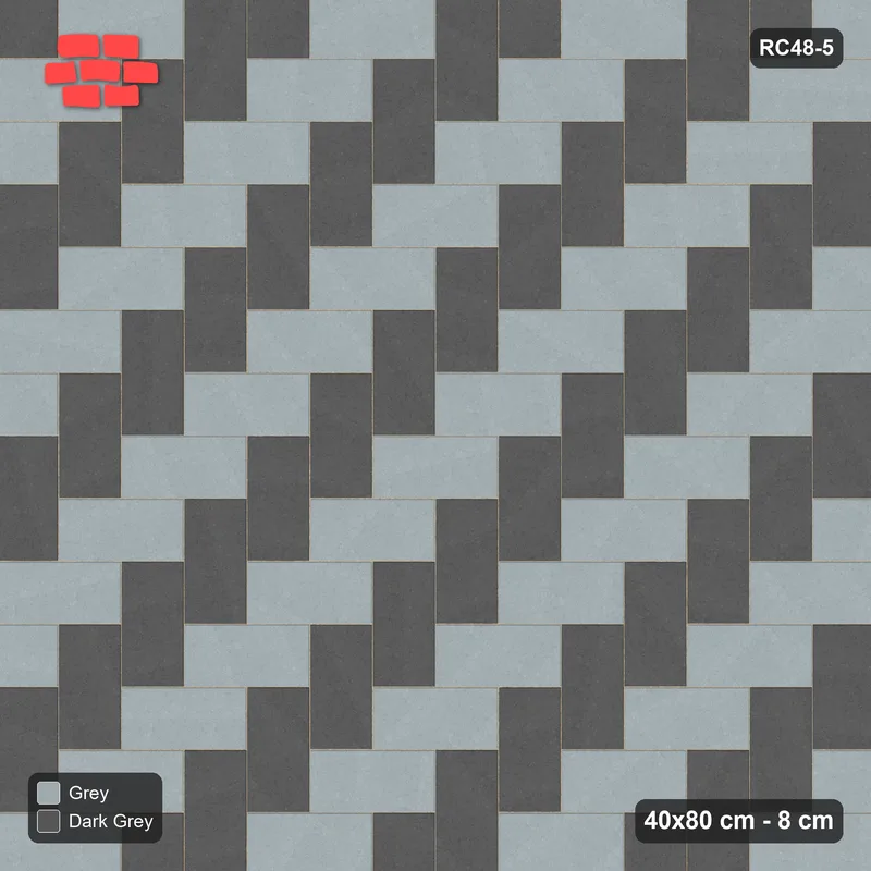 Interlock (Pasco) 40x80 cm · RC48-5 · Two-Tone Herringbone 90 · Top view Interlock (Pasco) 40x80 cm · RC48-5 · Two-Tone Herringbone 90 · Top view