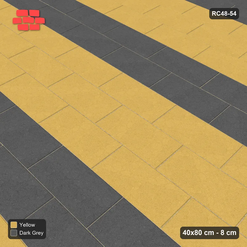 Interlock (Pasco) 40x80 cm · RC48-54 · Running Bond 1/2, double course accent every 5th · Side view Interlock (Pasco) 40x80 cm · RC48-54 · Running Bond 1/2, double course accent every 5th · Side view