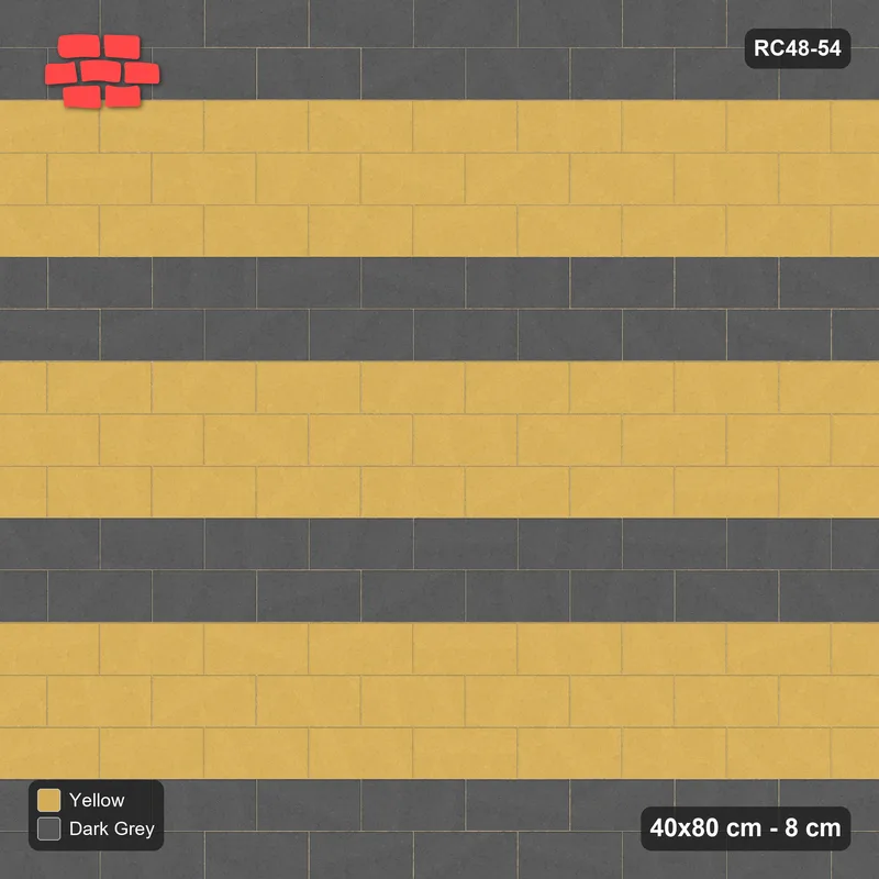 Interlock (Pasco) 40x80 cm · RC48-54 · Running Bond 1/2, double course accent every 5th · Top view Interlock (Pasco) 40x80 cm · RC48-54 · Running Bond 1/2, double course accent every 5th · Top view