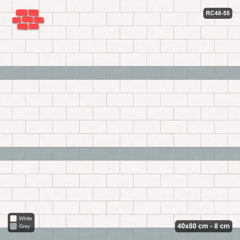 Interlock (Pasco) 40x80 cm · RC48-55 · Running Bond 1/2, every 6th course accent · Top view Interlock (Pasco) 40x80 cm · RC48-55 · Running Bond 1/2, every 6th course accent · Top view