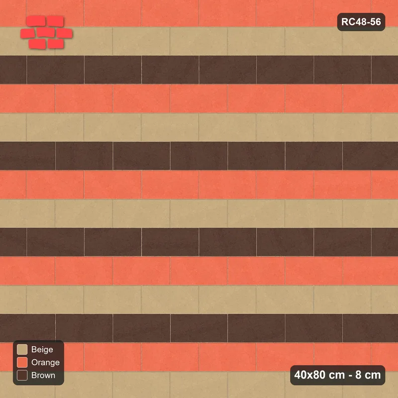 Interlock (Pasco) 40x80 cm · RC48-56 · Running Bond 1/2, three-tone courses · Top view Interlock (Pasco) 40x80 cm · RC48-56 · Running Bond 1/2, three-tone courses · Top view