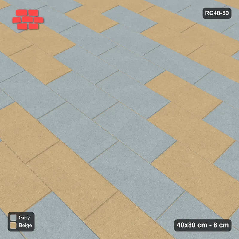 Interlock (Pasco) 40x80 cm · RC48-59 · Running Bond 1/2, soft blend · Side view Interlock (Pasco) 40x80 cm · RC48-59 · Running Bond 1/2, soft blend · Side view