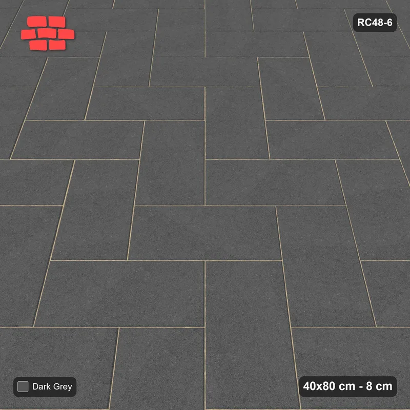 Interlock (Pasco) 40x80 cm · RC48-6 · Herringbone 45 · Side view Interlock (Pasco) 40x80 cm · RC48-6 · Herringbone 45 · Side view