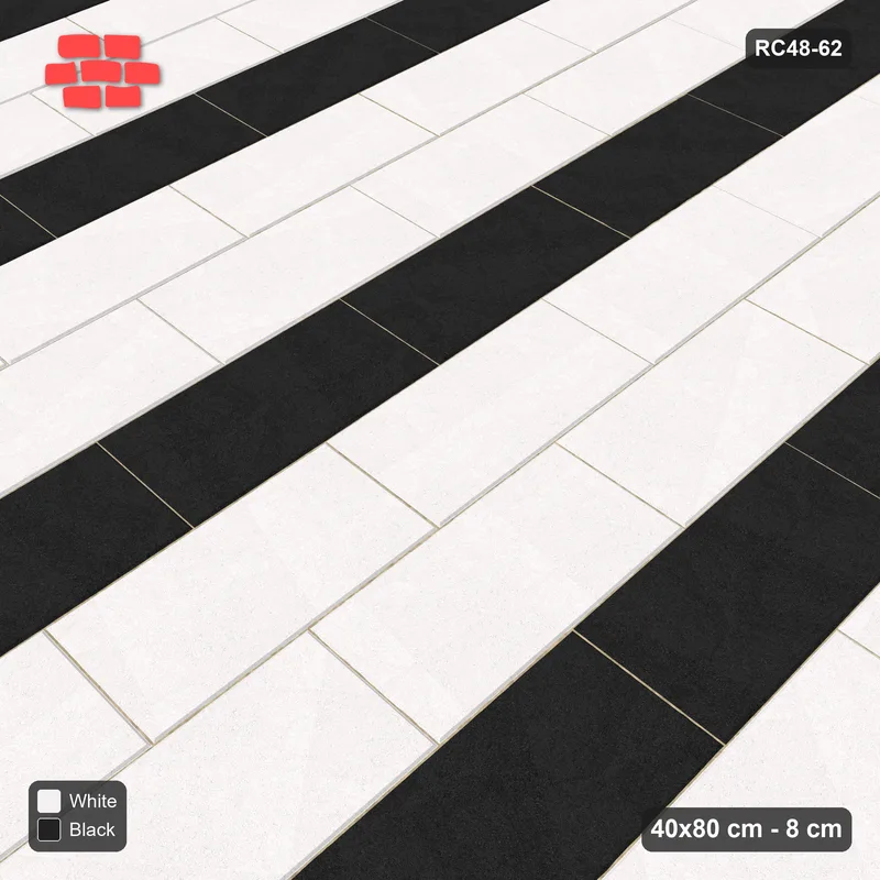 Interlock (Pasco) 40x80 cm · RC48-62 · Vertical Running Bond 1/2, every 3rd course accent · Side view Interlock (Pasco) 40x80 cm · RC48-62 · Vertical Running Bond 1/2, every 3rd course accent · Side view