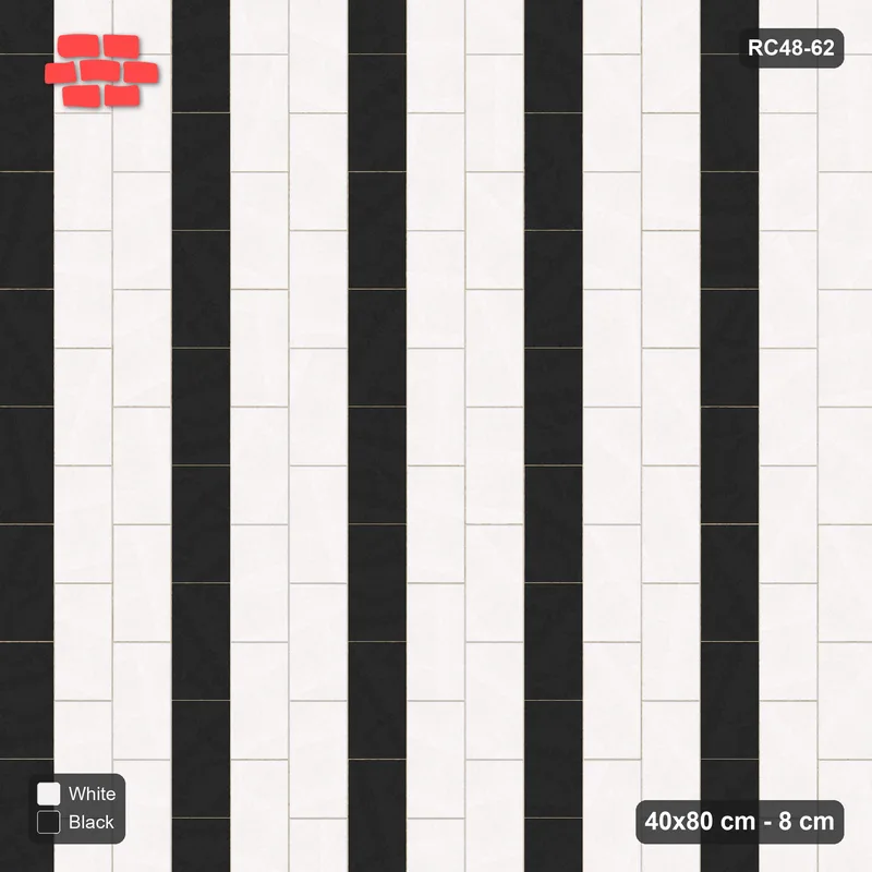 Interlock (Pasco) 40x80 cm · RC48-62 · Vertical Running Bond 1/2, every 3rd course accent · Top view Interlock (Pasco) 40x80 cm · RC48-62 · Vertical Running Bond 1/2, every 3rd course accent · Top view