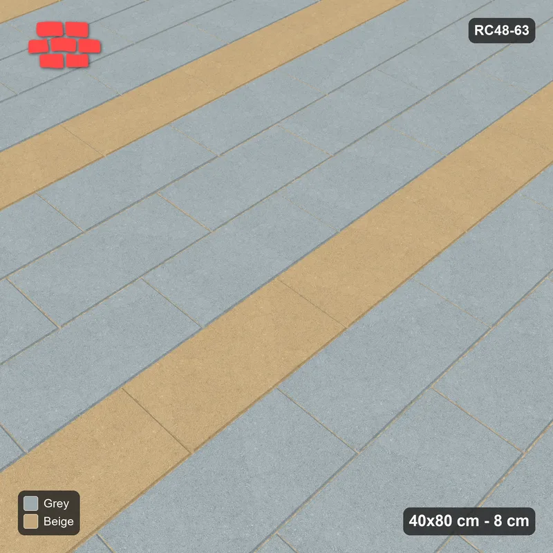 Interlock (Pasco) 40x80 cm · RC48-63 · Vertical Running Bond 1/2, every 4th course accent · Side view Interlock (Pasco) 40x80 cm · RC48-63 · Vertical Running Bond 1/2, every 4th course accent · Side view