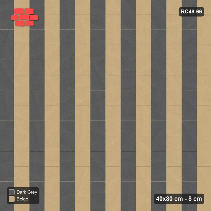 Interlock (Pasco) 40x80 cm · RC48-66 · Vertical Running Bond 1/2, alternating courses · Top view Interlock (Pasco) 40x80 cm · RC48-66 · Vertical Running Bond 1/2, alternating courses · Top view